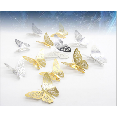 2018 Laser engraving Gold Butterfly Wall  Sticker