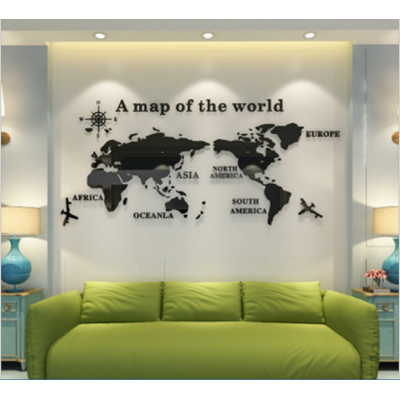 3D Acrylic three-dimensional world map wall stickers